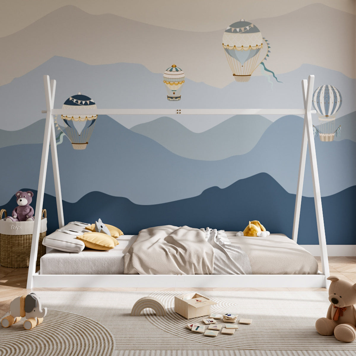 White Pine Wood Montessori Kids Floor Bed