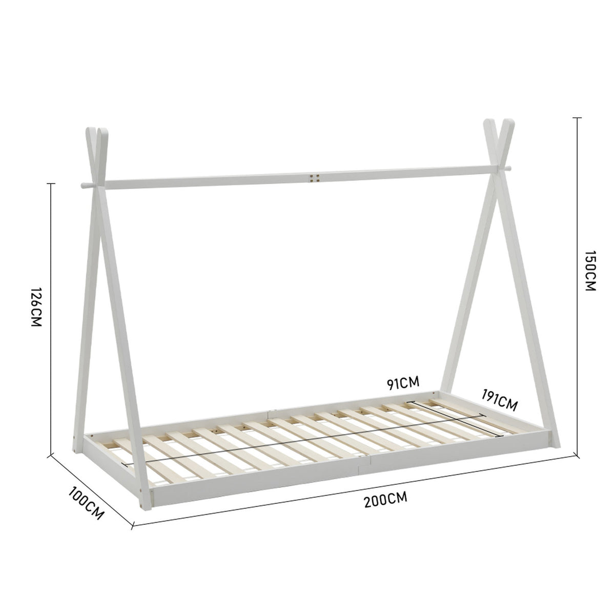 White Pine Wood Montessori Kids Floor Bed