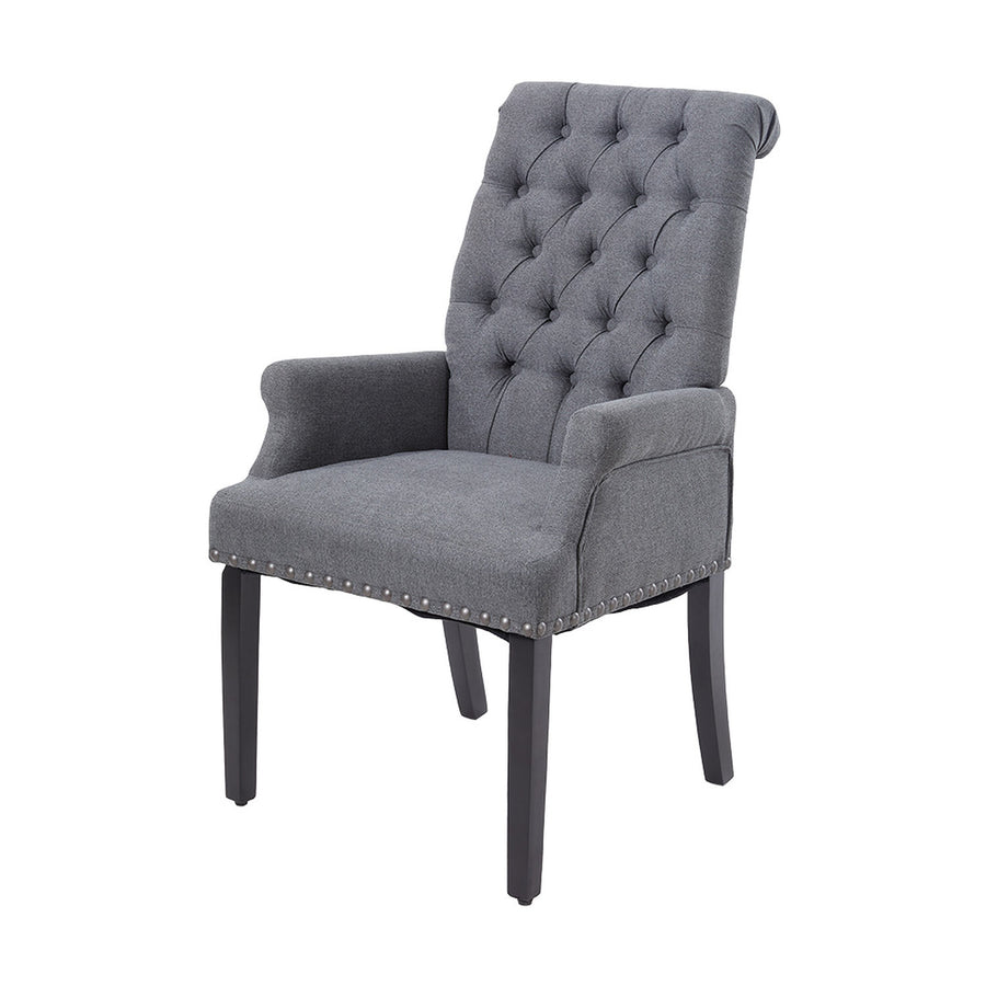 Grey Vintage Nailhead Tufted Dining Chair