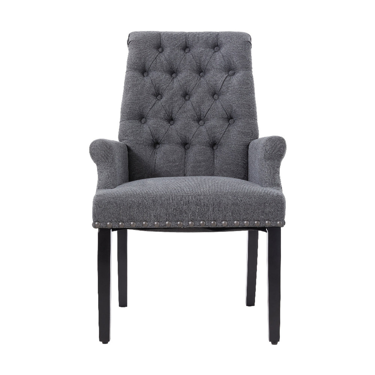 Grey Vintage Nailhead Tufted Dining Chair