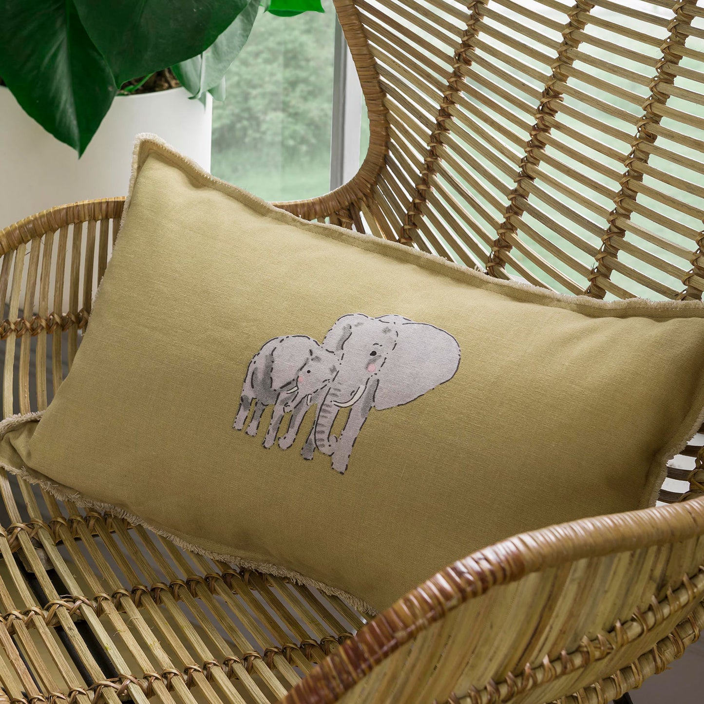 Sophie Allport ZSL Elephant Mustard Cushion (30cm x 50cm)