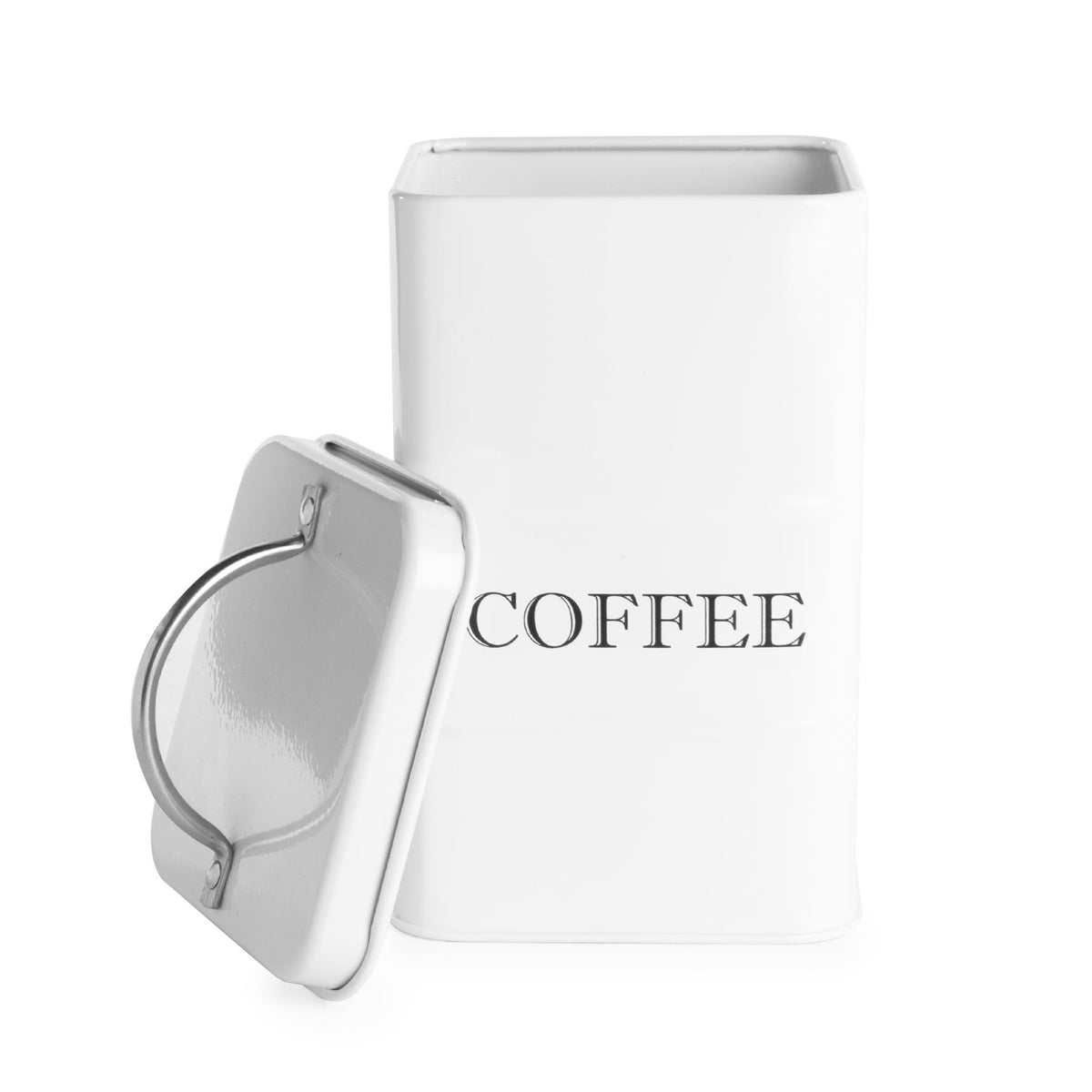 Stainless Steel Tea, Coffee & Sugar Canisters White