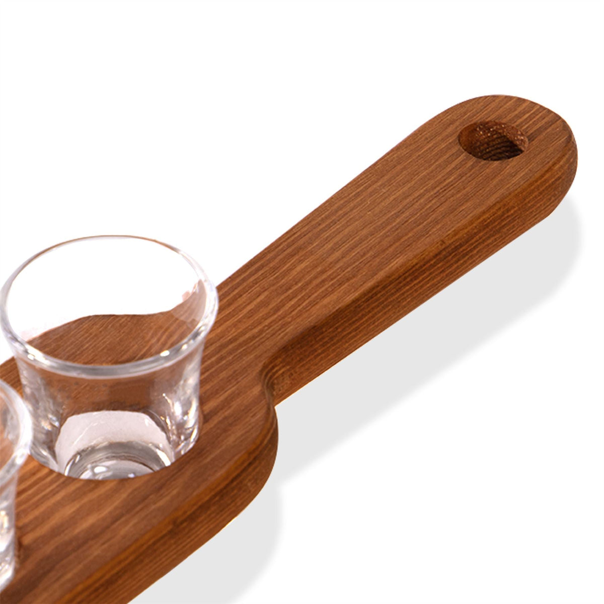 Wooden Drinks Paddle with 6 Shot Glasses