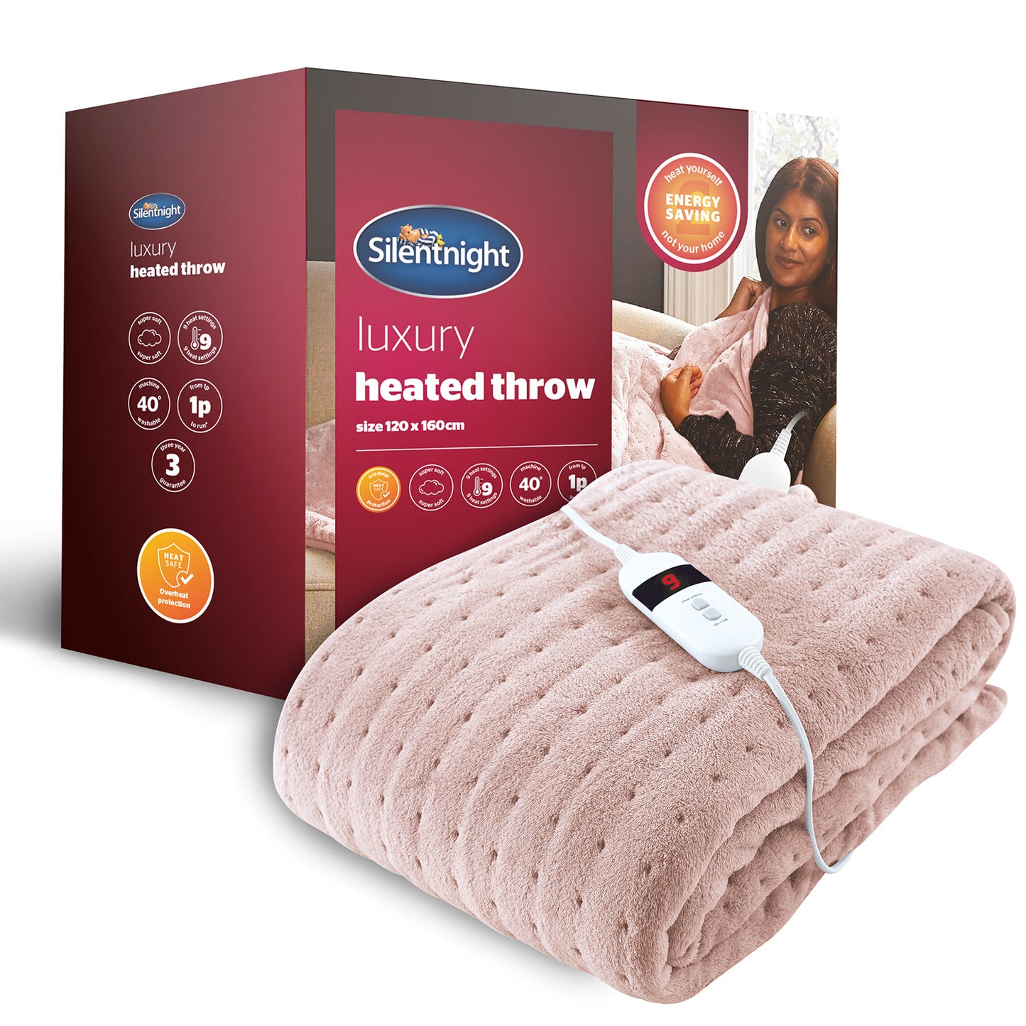 Silentnight Blush Comfort Control Luxury Heated Throw