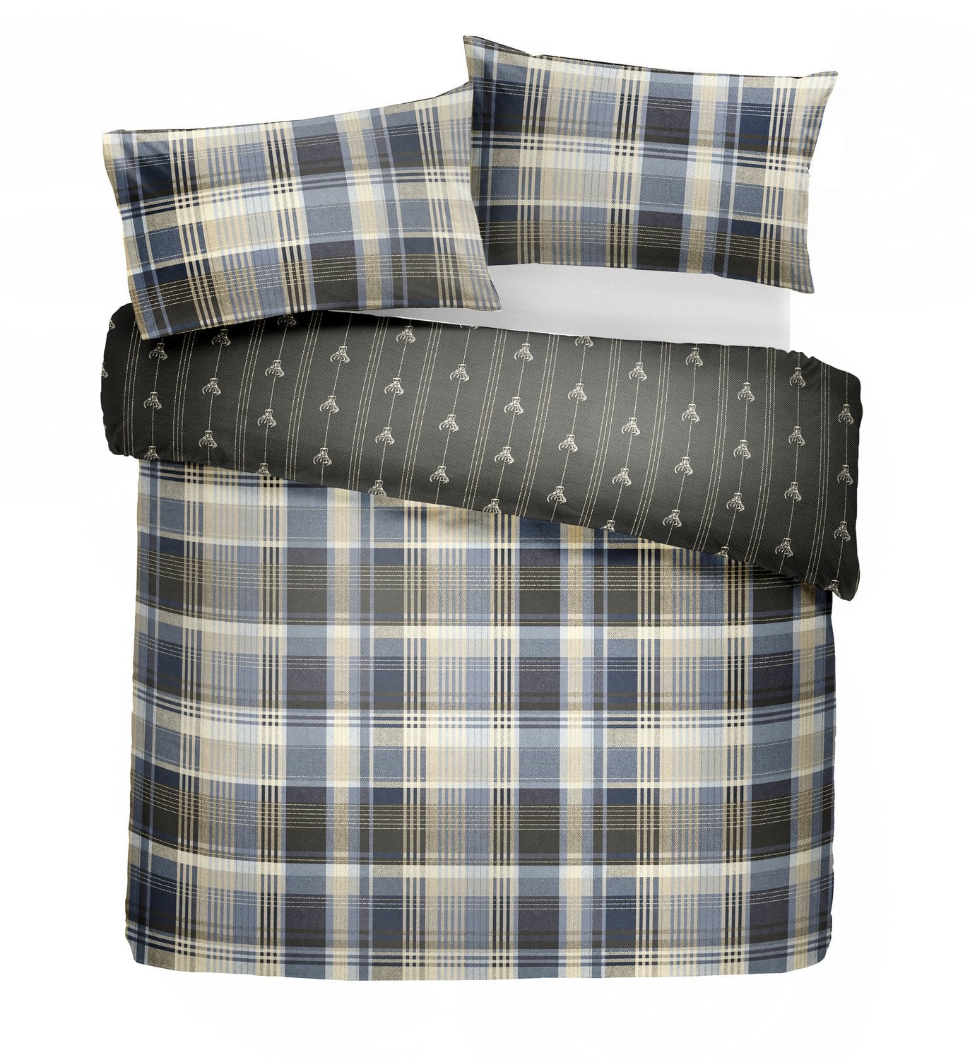 Connolly Charcoal Check Brushed Cotton Duvet Set