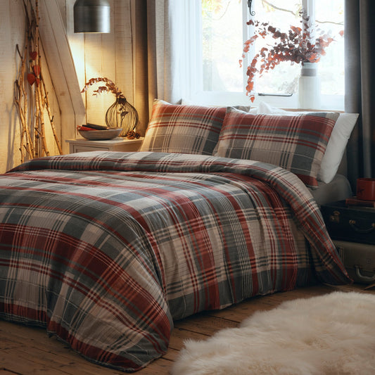 Connolly Red Check Brushed Cotton Duvet Set