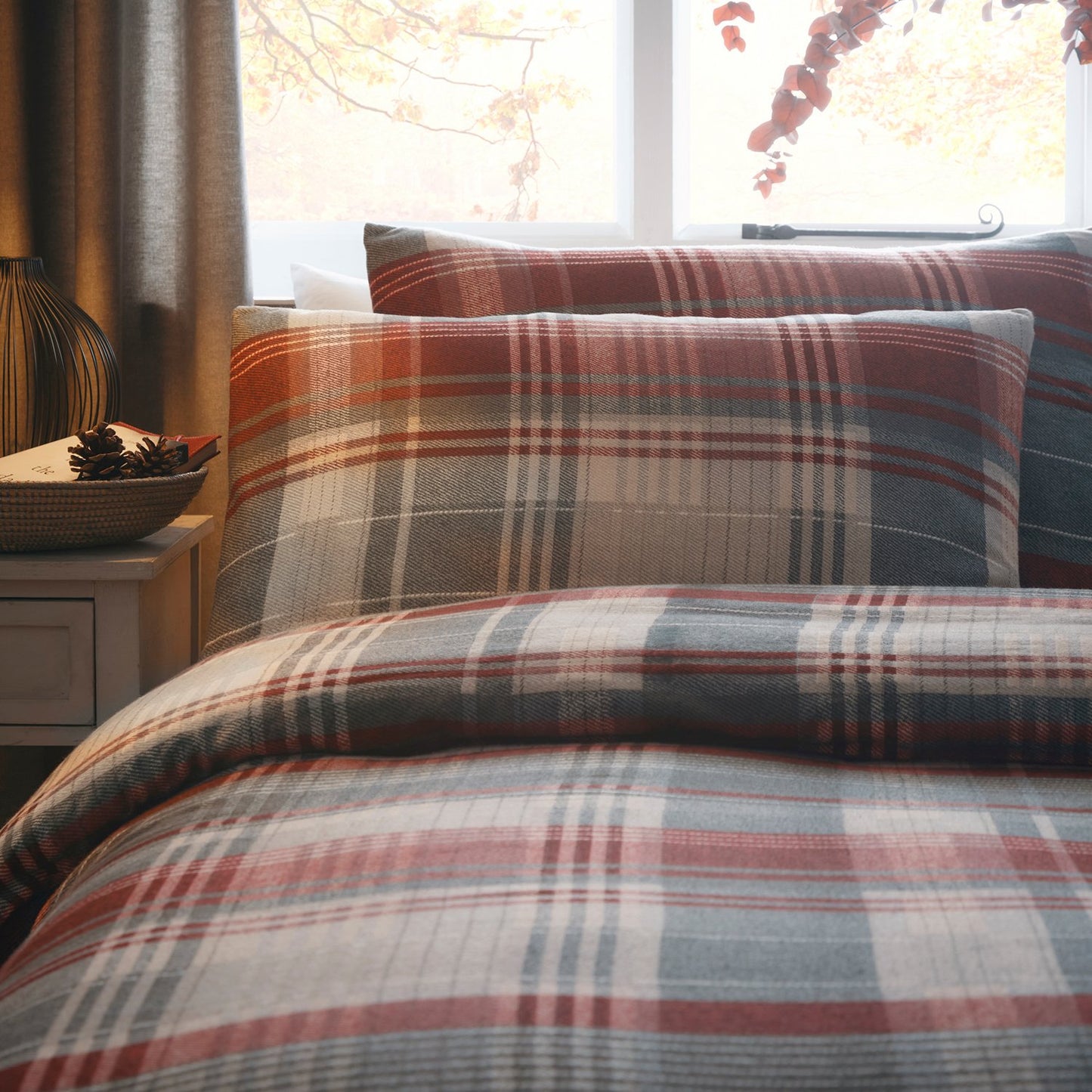 Connolly Red Check Brushed Cotton Duvet Set