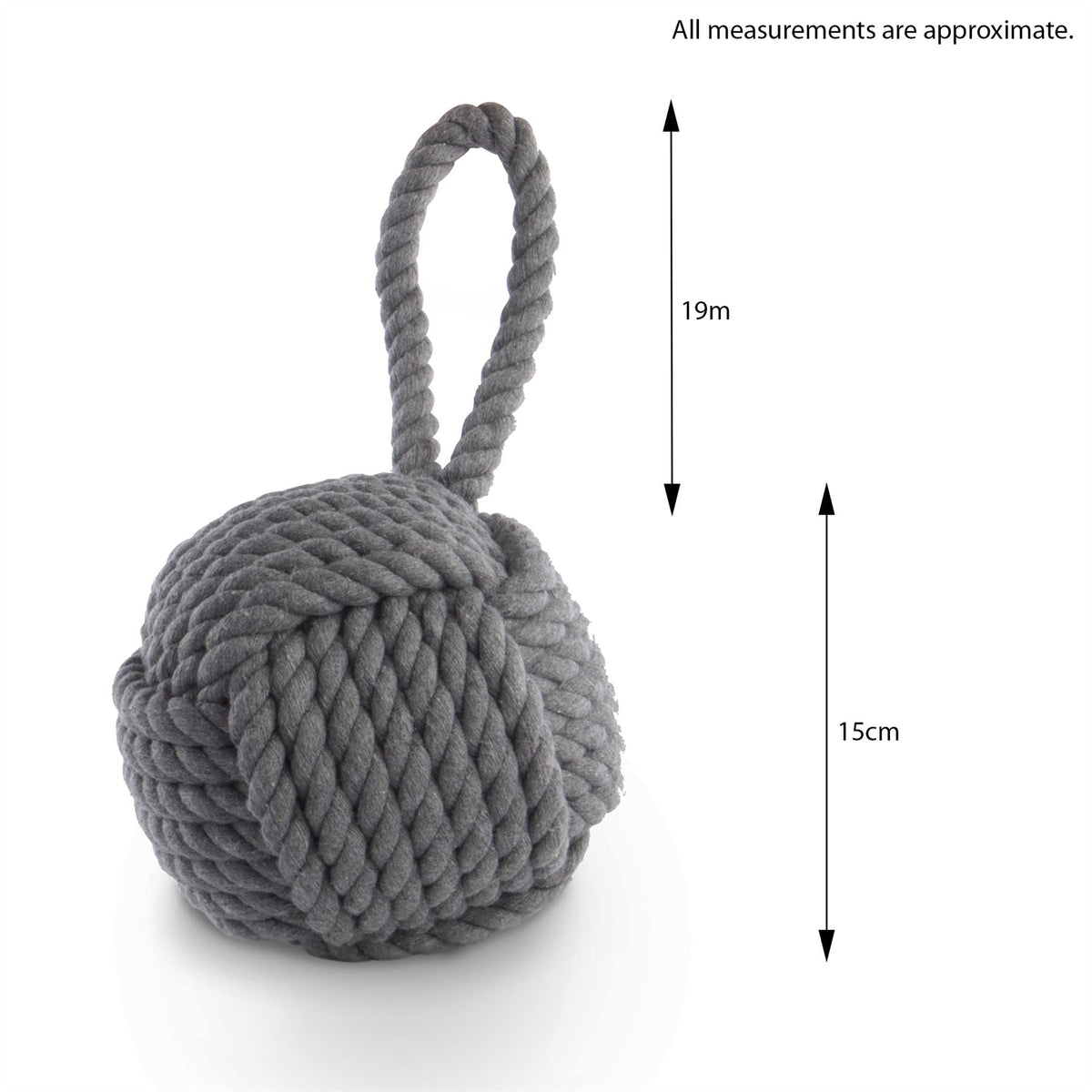 Rope Knot Door Stop Grey