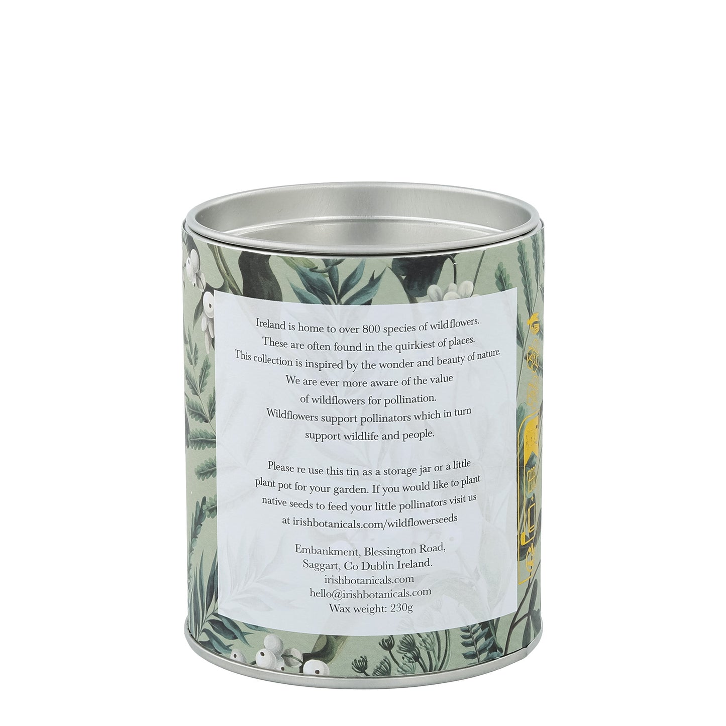 Irish Botanicals Dandelion & Dock Leaf Tin Candle
