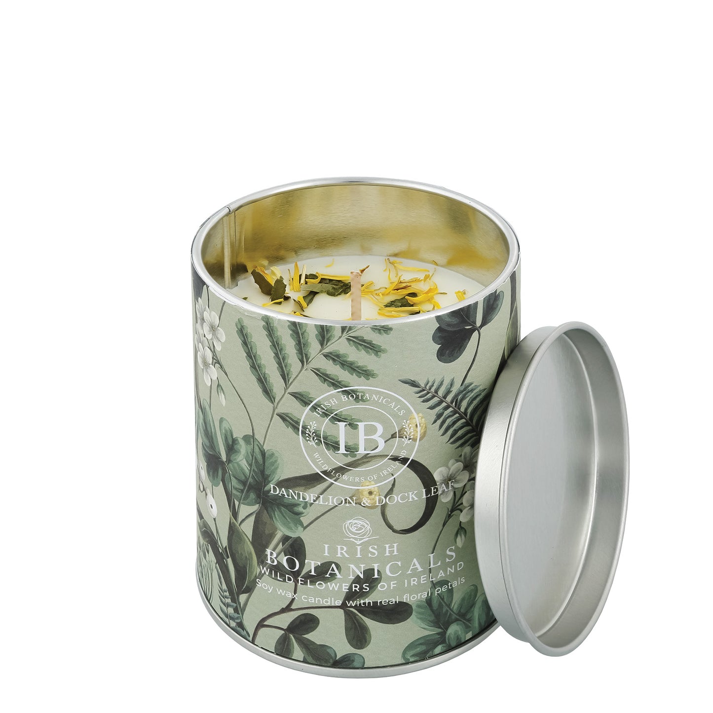 Irish Botanicals Dandelion & Dock Leaf Tin Candle