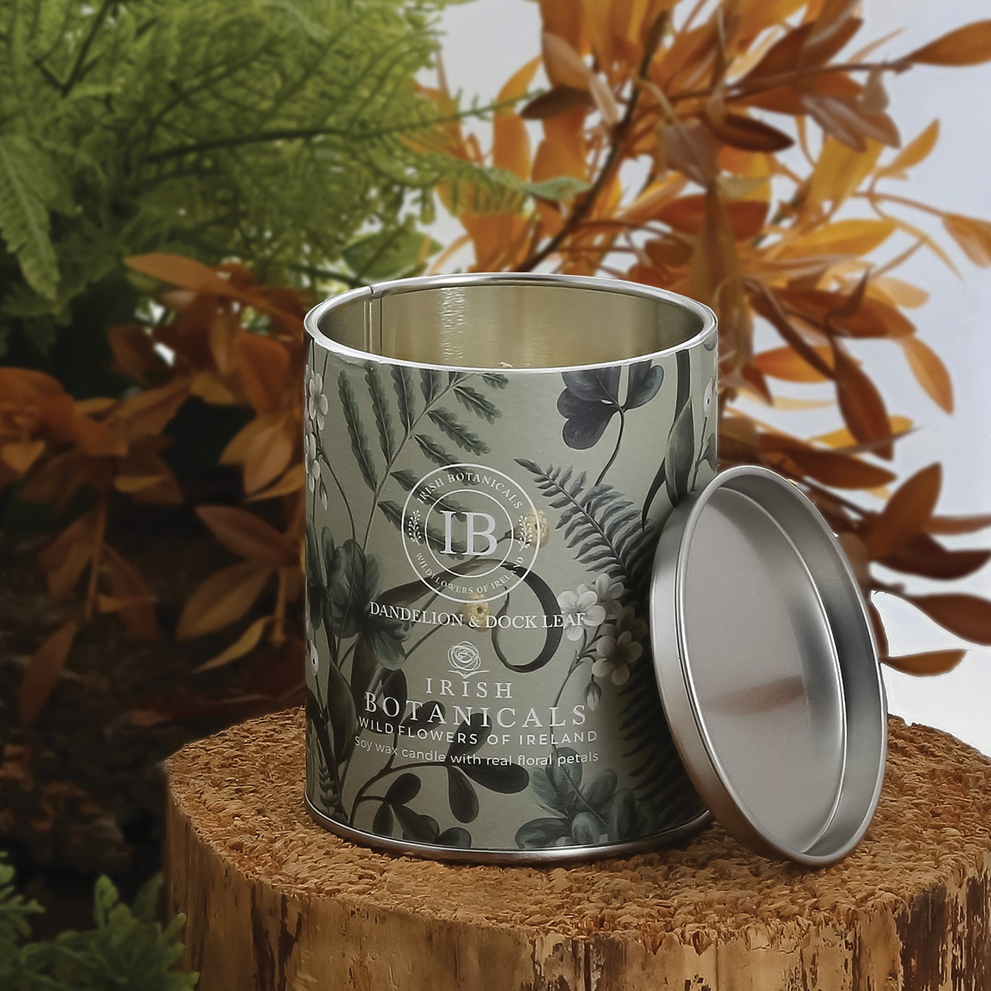 Irish Botanicals Dandelion & Dock Leaf Tin Candle