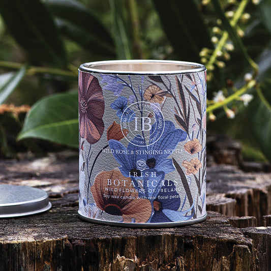 Irish Botanicals Wild Rose & Stinging Nettle Tin Candle