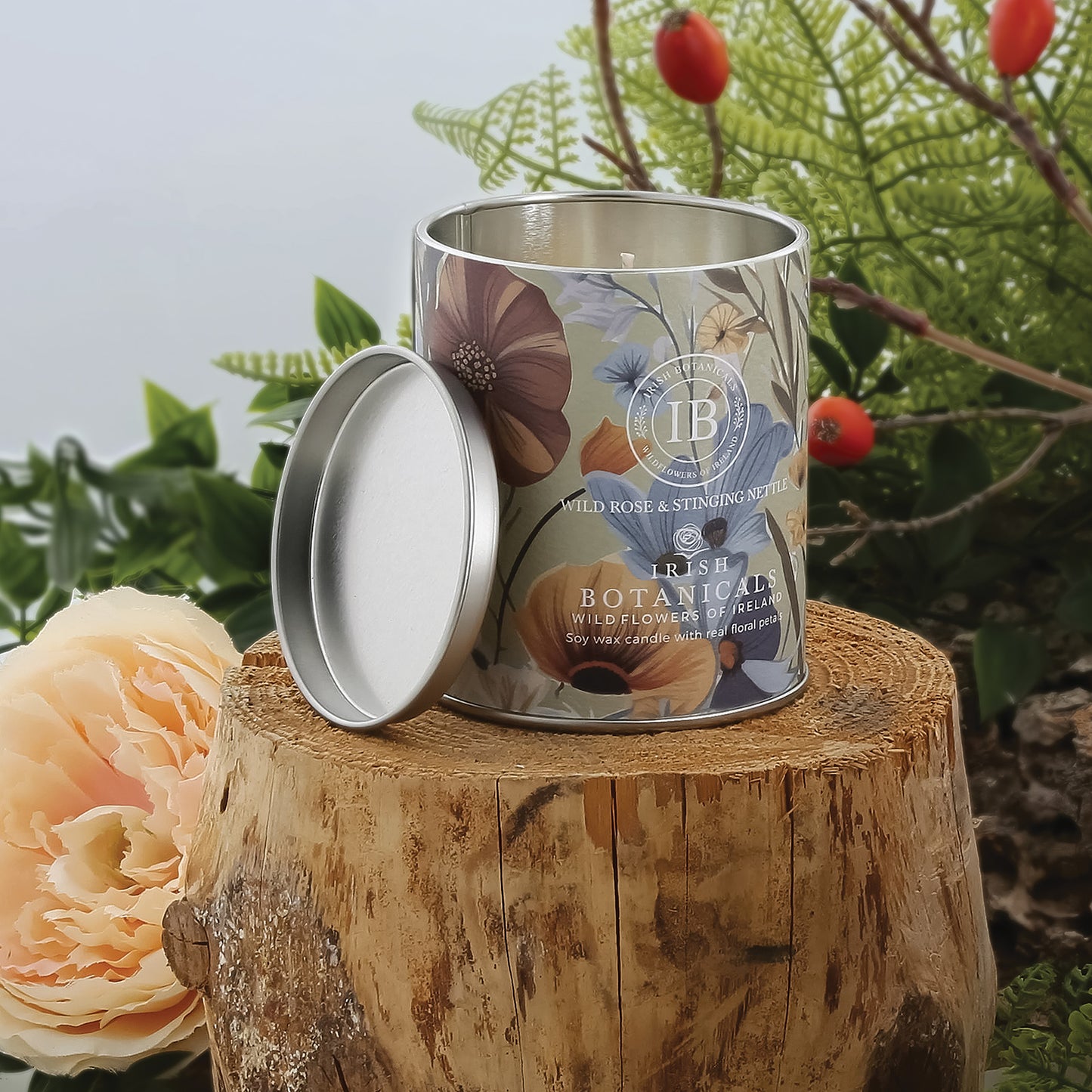 Irish Botanicals Wild Rose & Stinging Nettle Tin Candle
