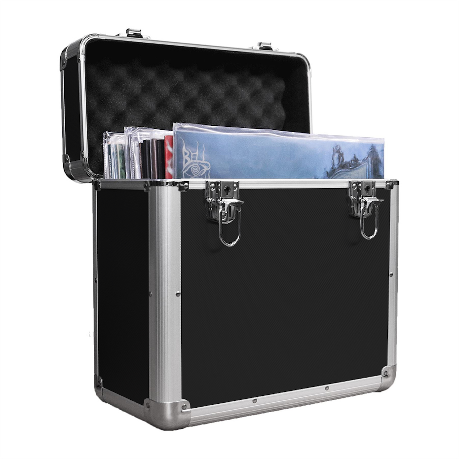 Black Vinyl LP Record Storage Case