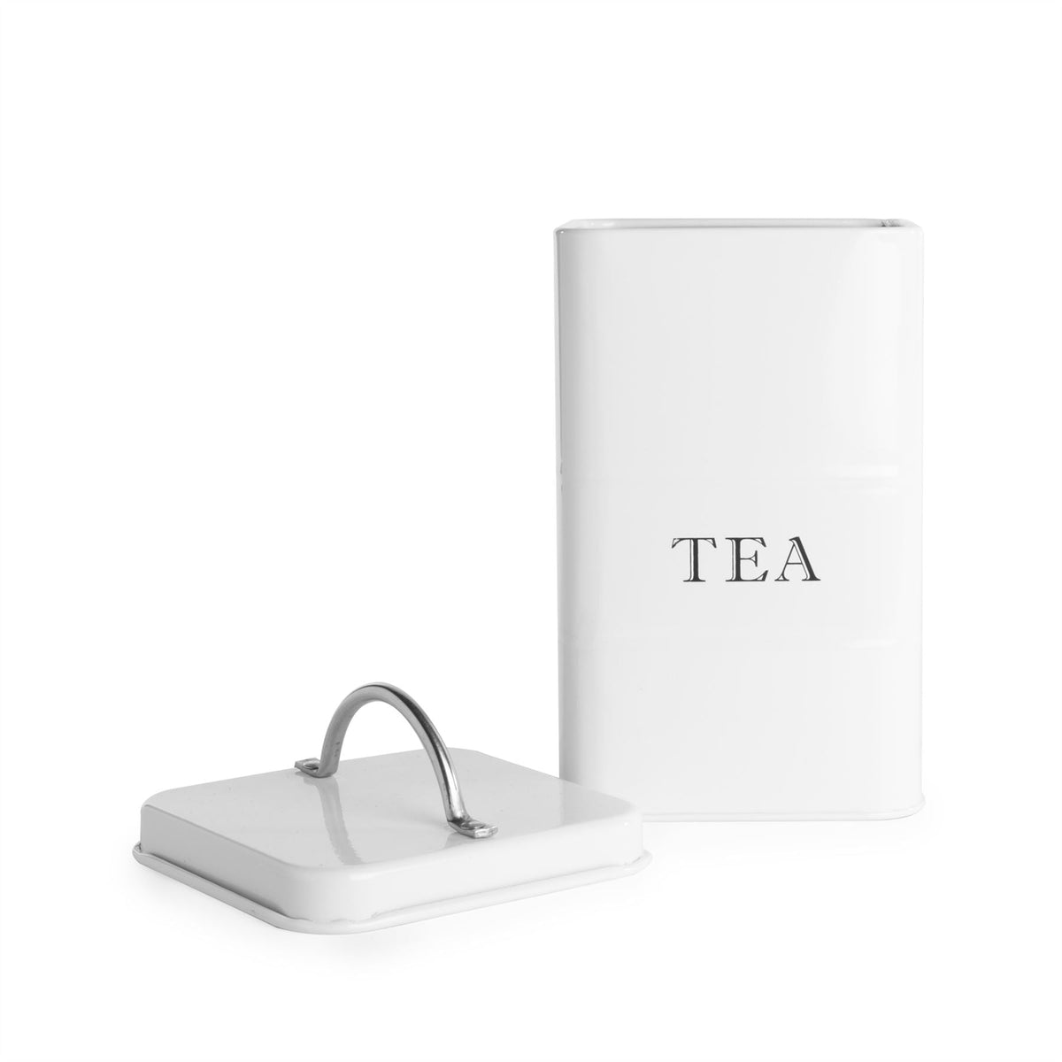 Stainless Steel Tea, Coffee & Sugar Canisters White