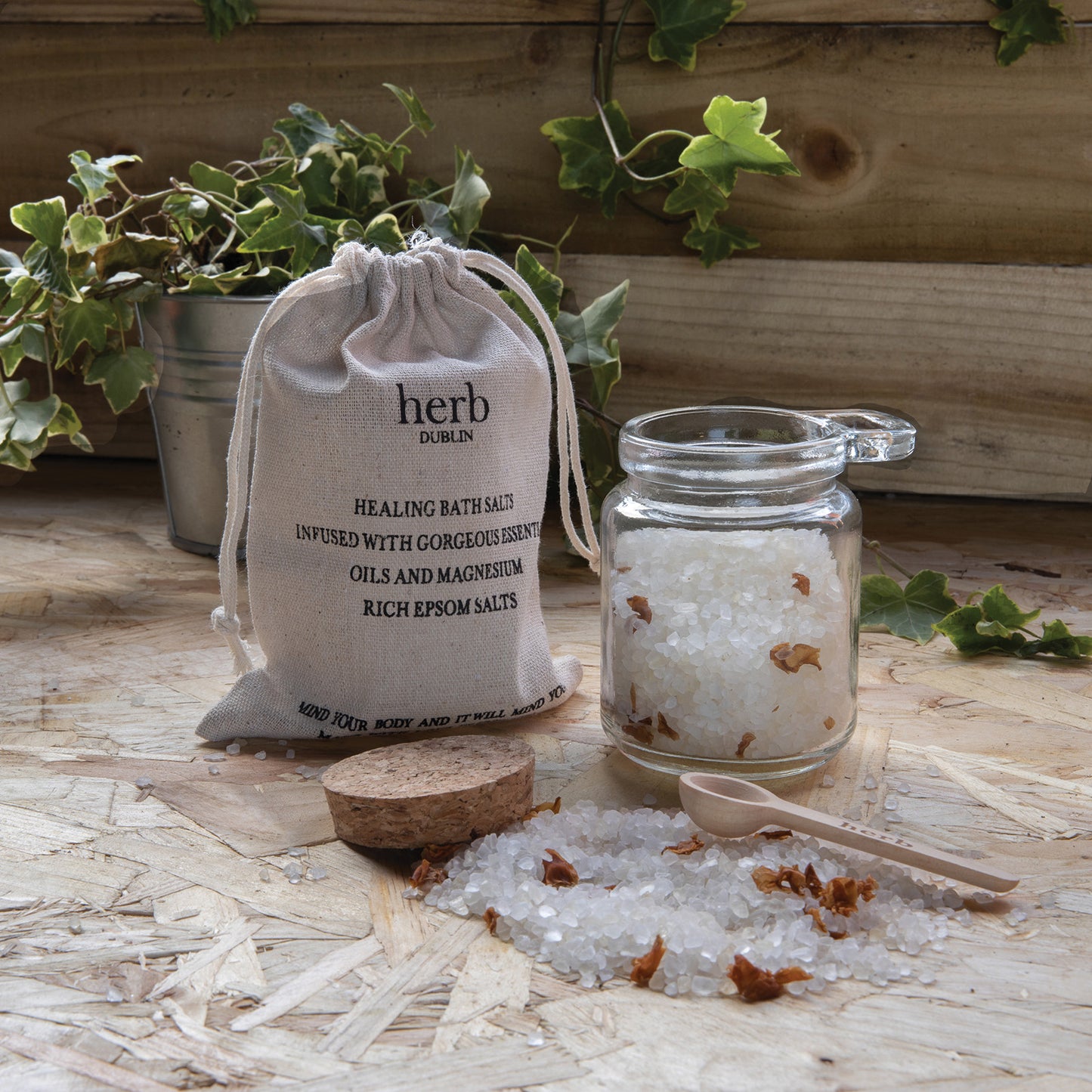 Herb Dublin Peppermint and Eucalyptus Bath Salts Jar