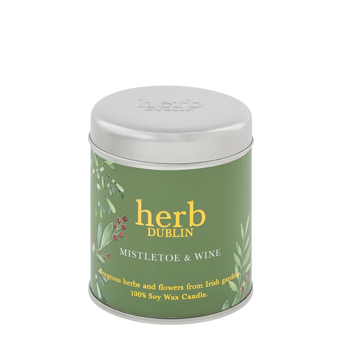 Herb Dublin Mistletoe and Wine Tin Candle