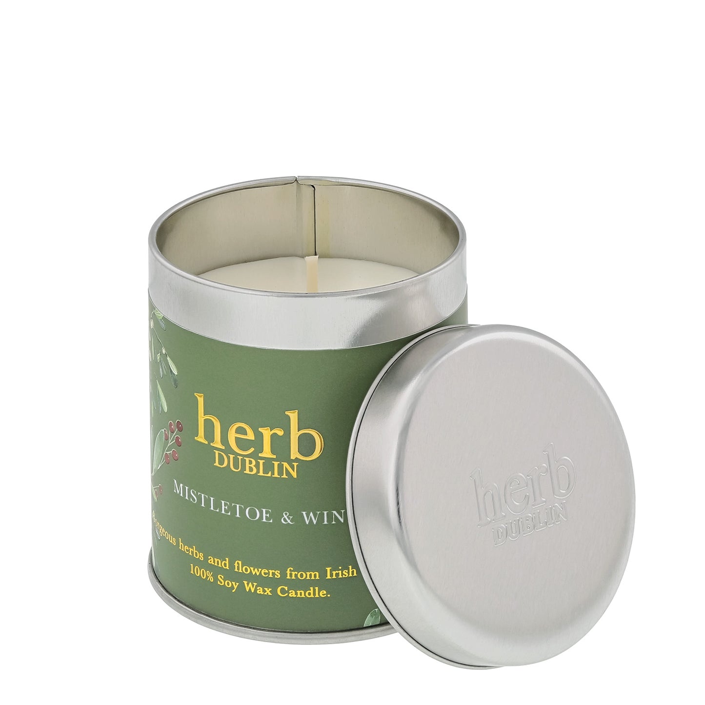 Herb Dublin Mistletoe and Wine Tin Candle