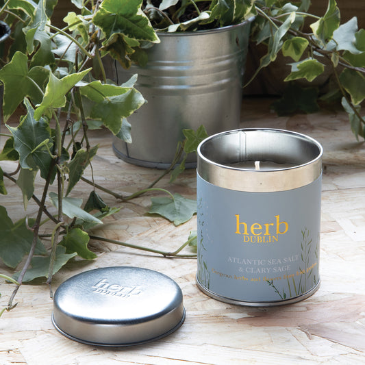Herb Dublin Atlantic Sea Salt and Sage Tin Candle