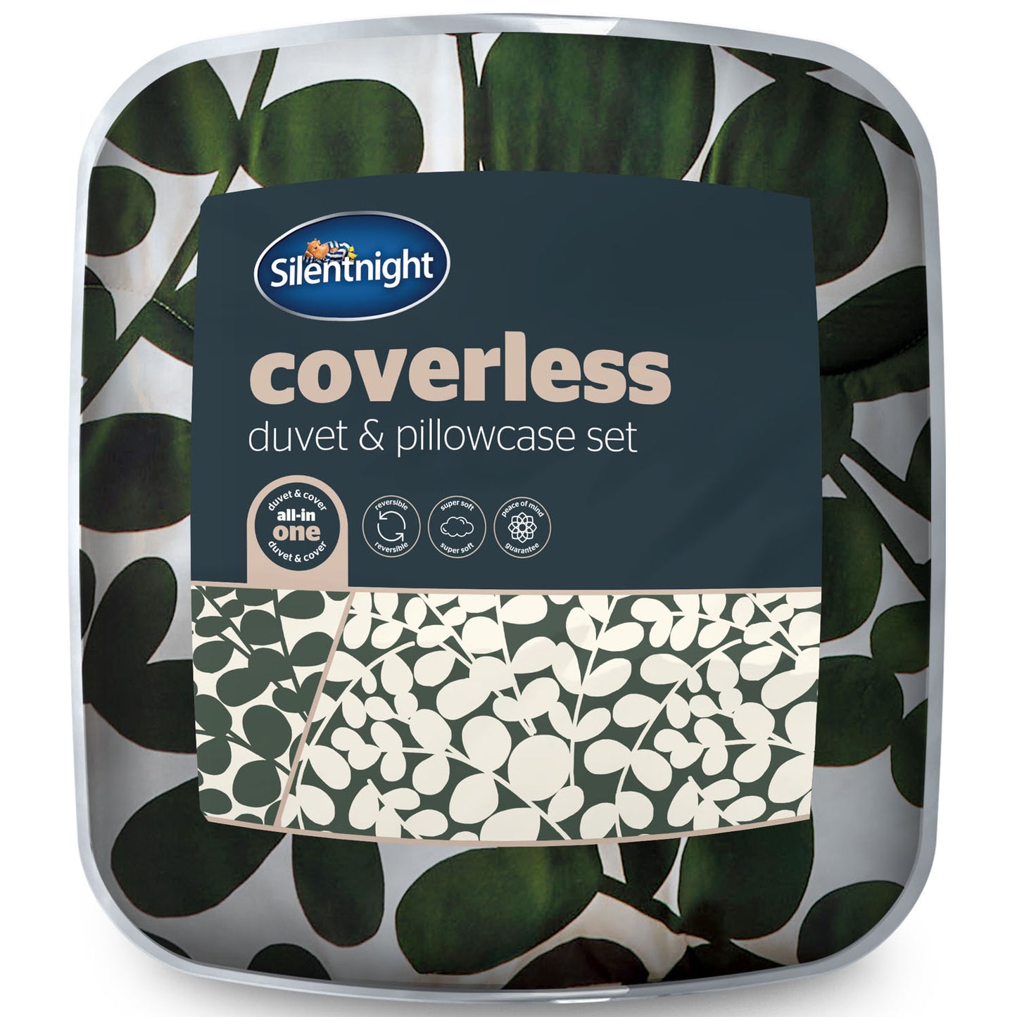 Silentnight Green Leaf Reversible Coverless 10.5 Tog Duvet Set