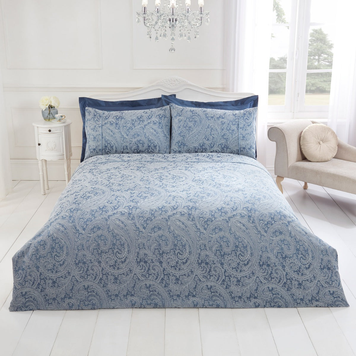 Paisley Chambray Luxury Jacquard 6 Piece Bedding Bundle