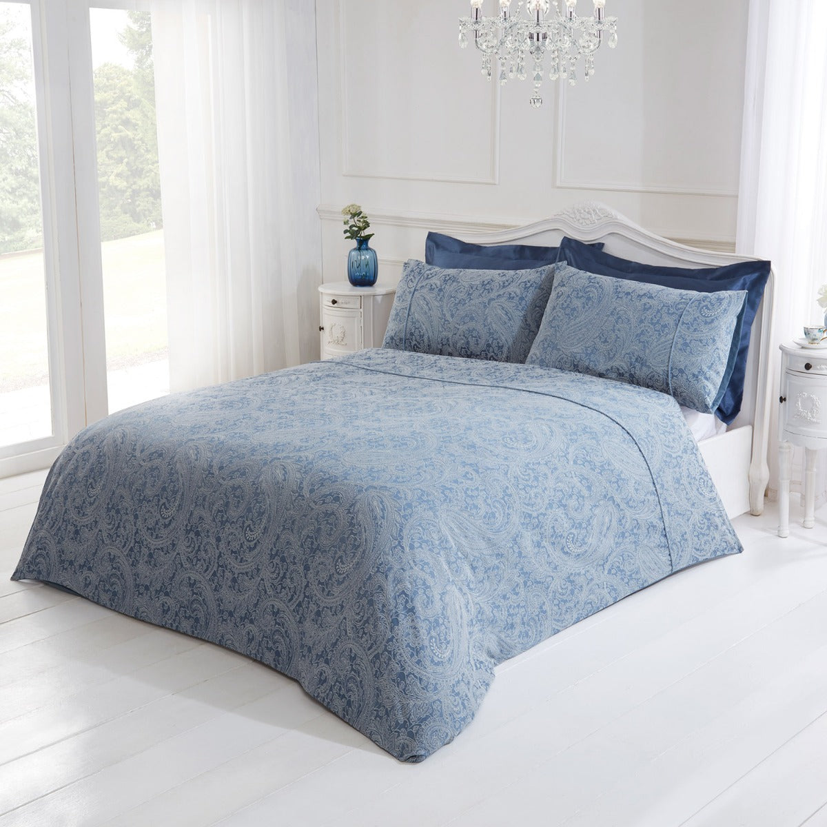 Paisley Chambray Luxury Jacquard 6 Piece Bedding Bundle