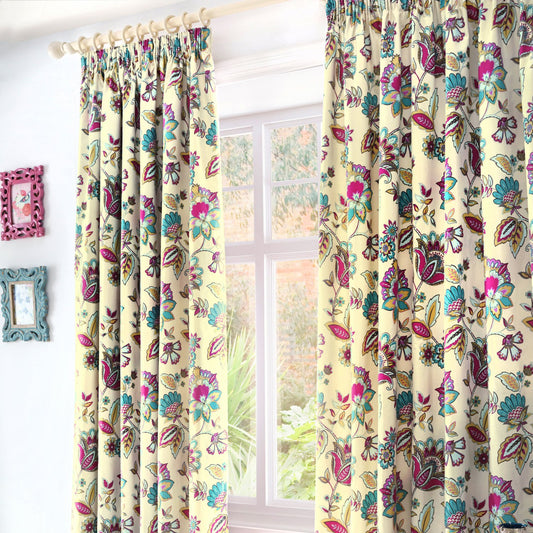Marinelli Floral Pencil Pleat Thermal Curtains