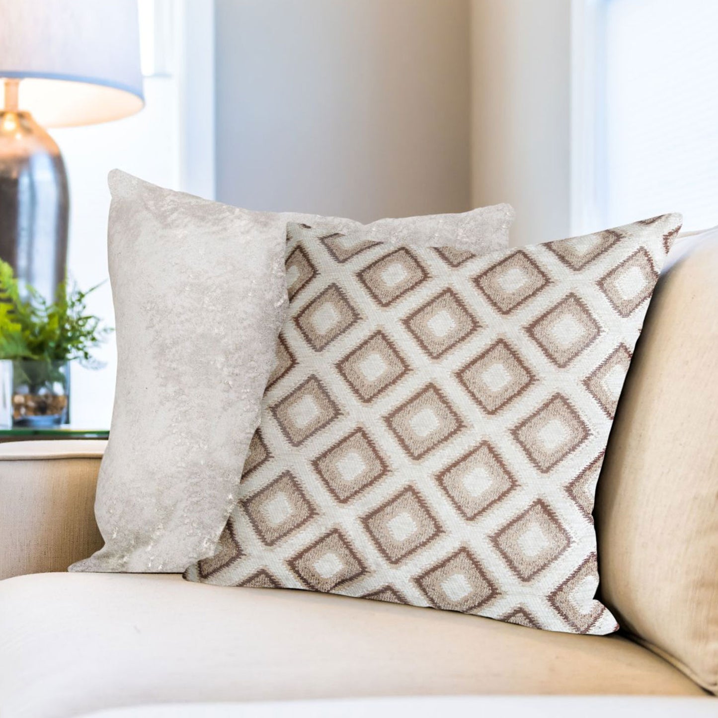 Pisa Cream Chenille Jacquard Cushion (43cm x 43cm)