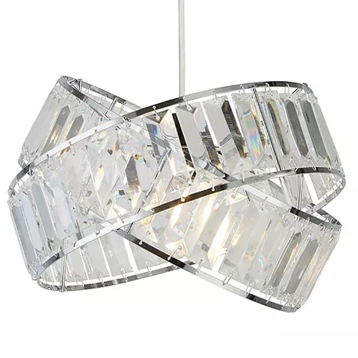 2 Band Chrome & Clear Acrylic Non Electric Light Shade