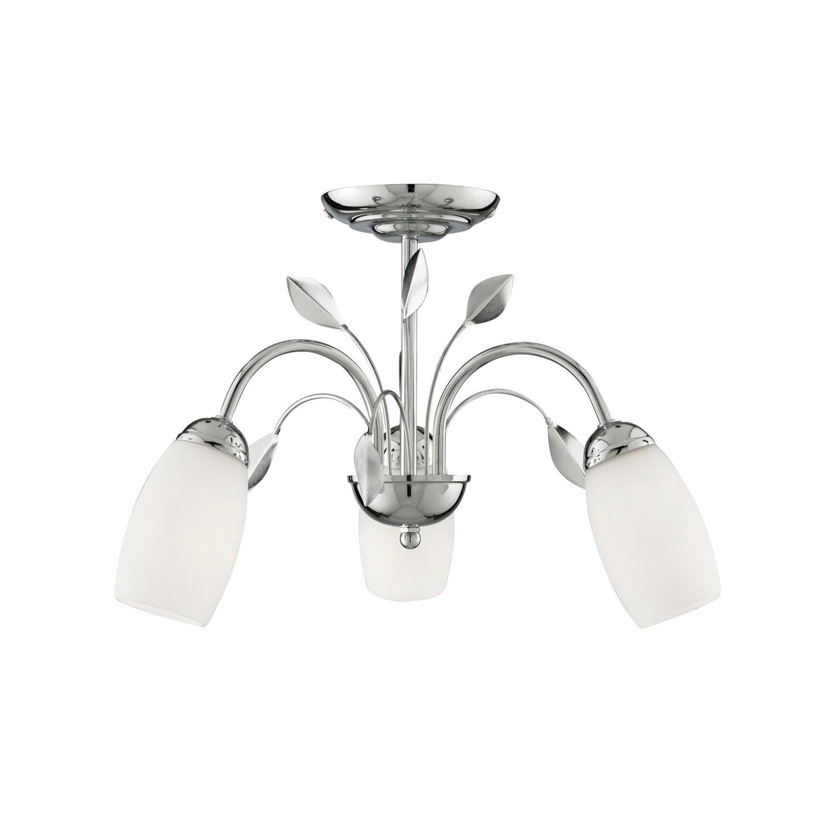 Chrome Leaf Deco 3 Ceiling Light Glass Shades