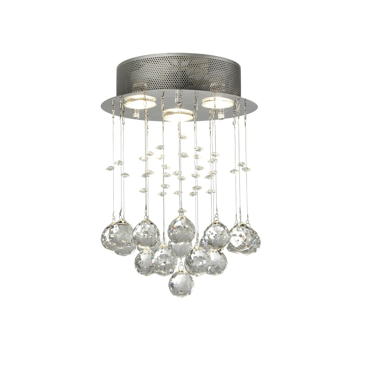 3 Light Chrome Ceiling Flush Light Acrylic Drops