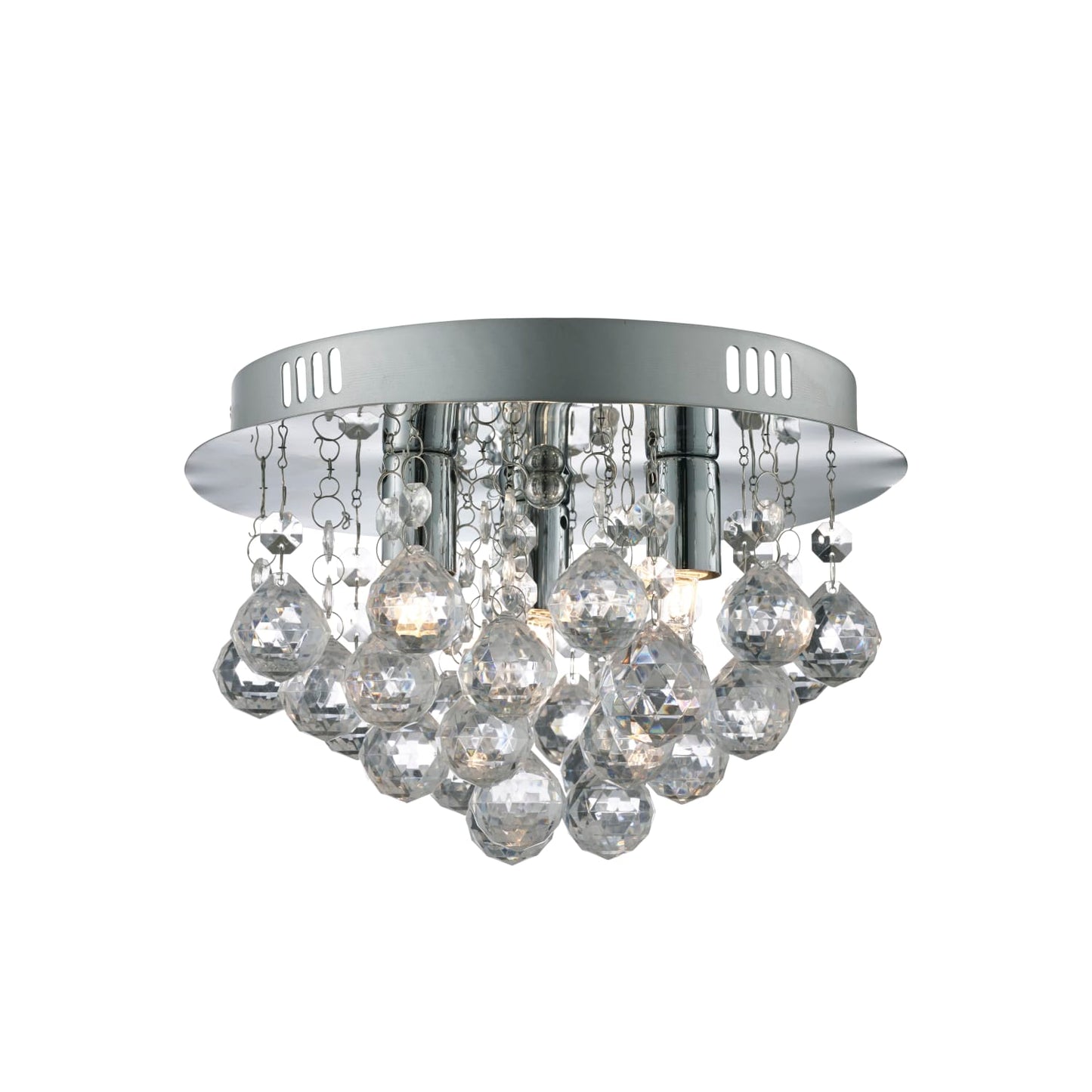 3 Light Chrome Flush Ceiling Light with Clear Acrylic Deco Drops