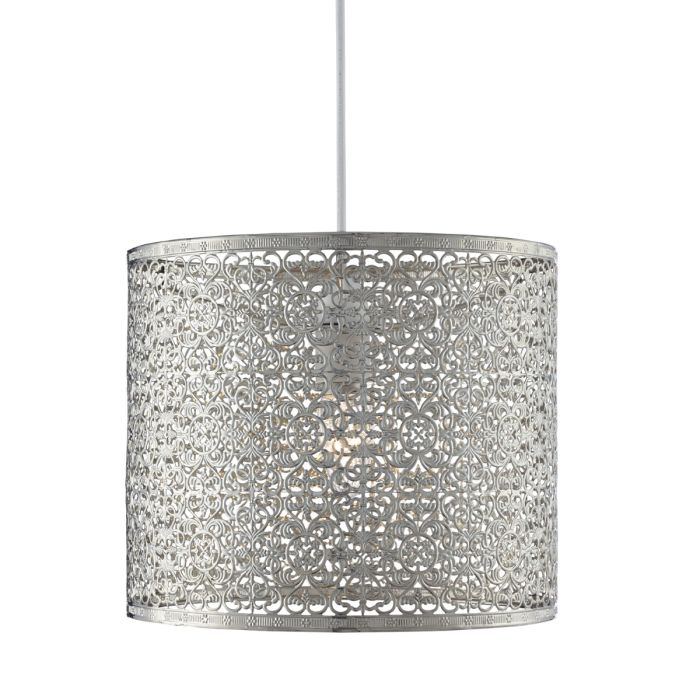 Chrome Metal Fretwork Pattern Ceiling Shade