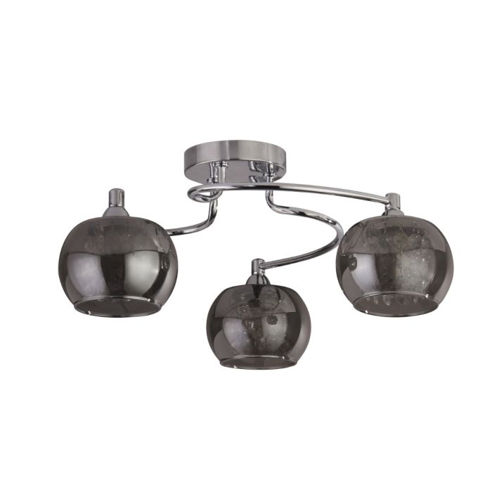 3Lt Chrome Ceiling Light With Smoked Glass Shades
