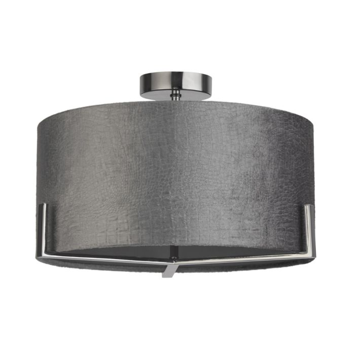 Texture Grey Velvet 3Lt Ceiling Light Fitting