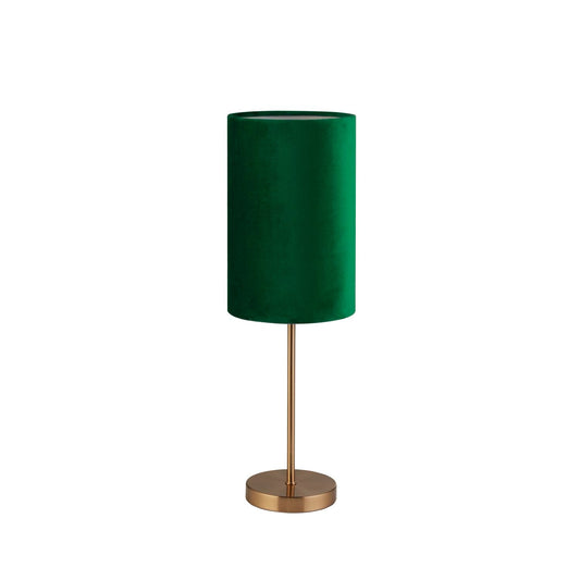 Deep Green Velvet & Dark Gold Table Lamp