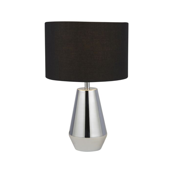 Chrome Base Touch Table Lamps With Black Shades (Pair)