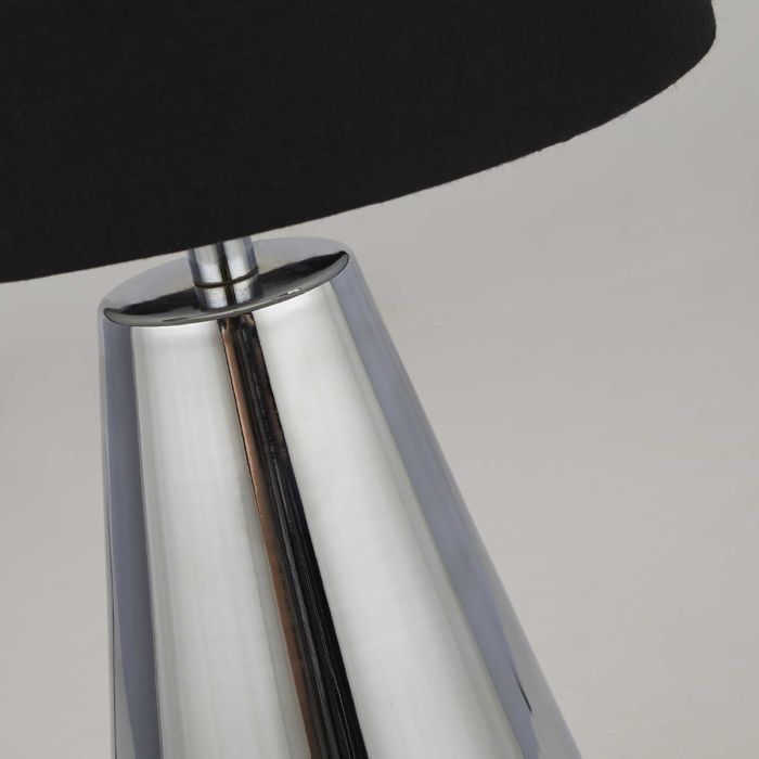 Chrome Base Touch Table Lamps With Black Shades (Pair)