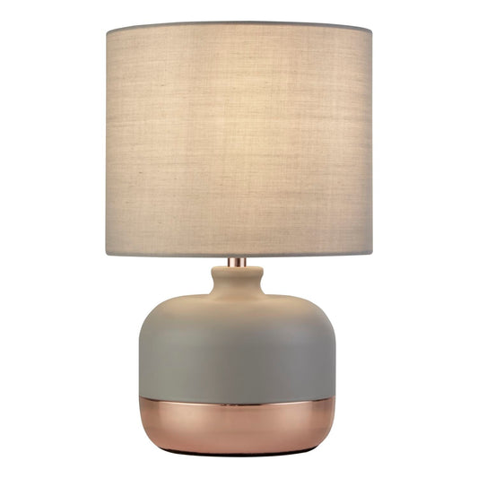 Grey & Copper Table Lamp with Grey Shade