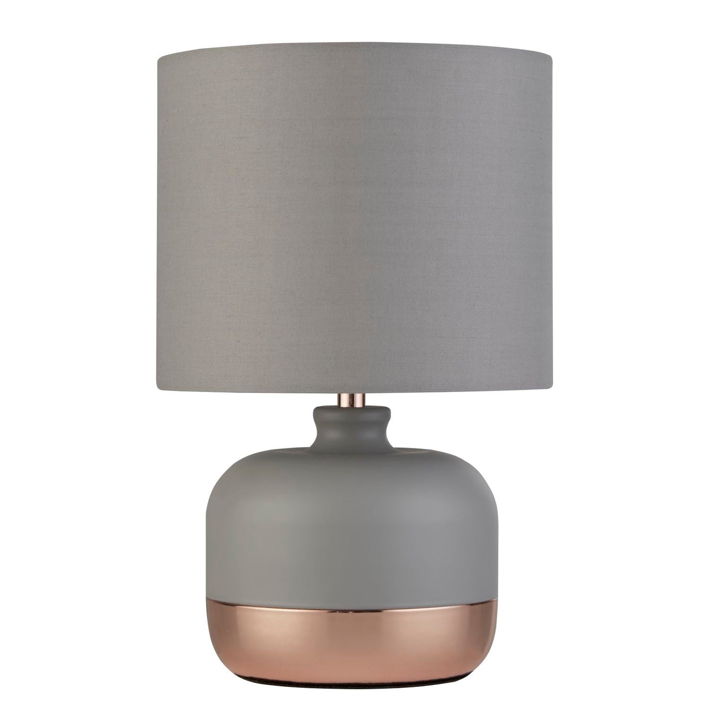 Grey & Copper Table Lamp with Grey Shade