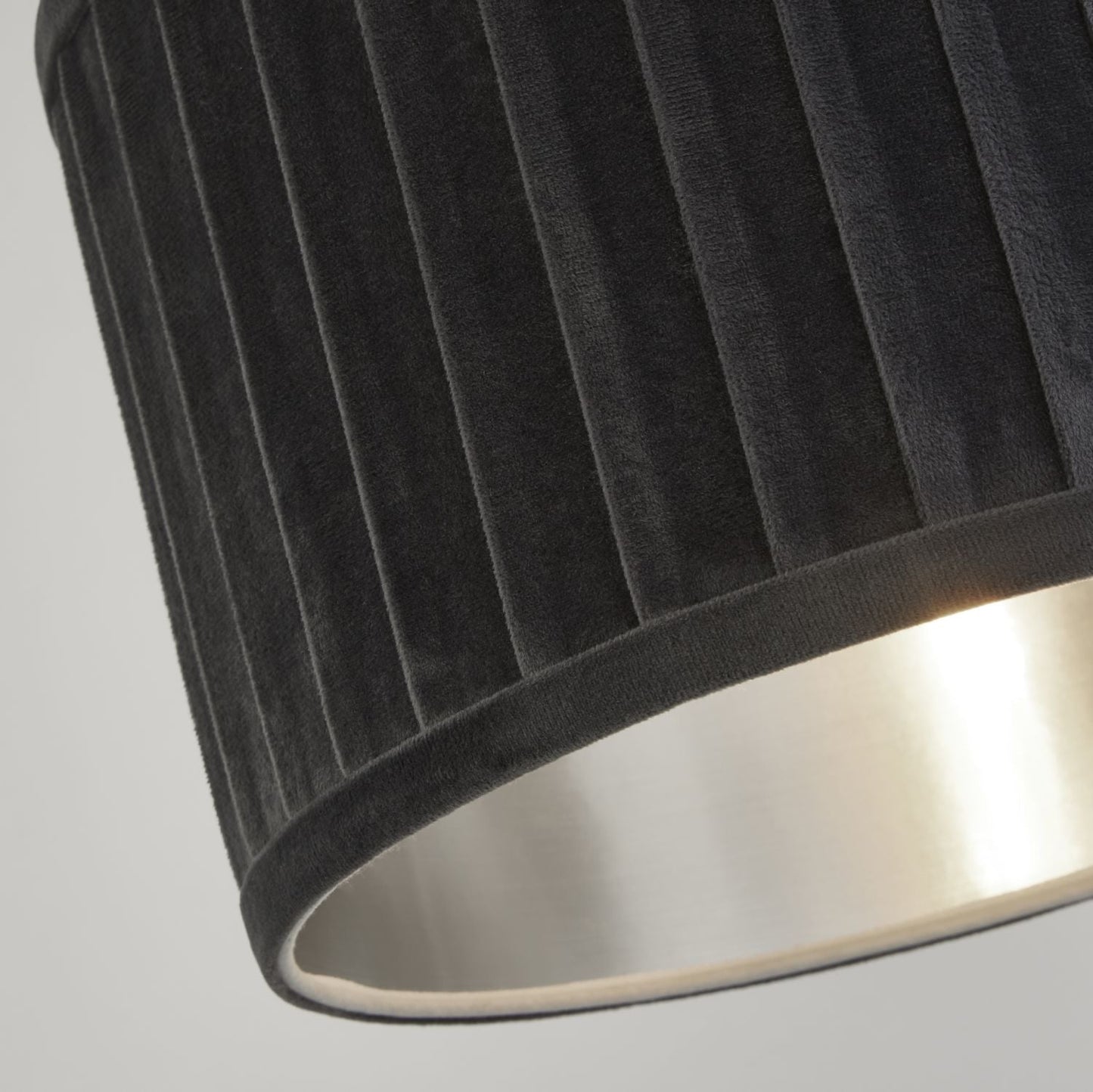 Pleated Velvet Grey Shade With Metallic Silver Inner (40cm)