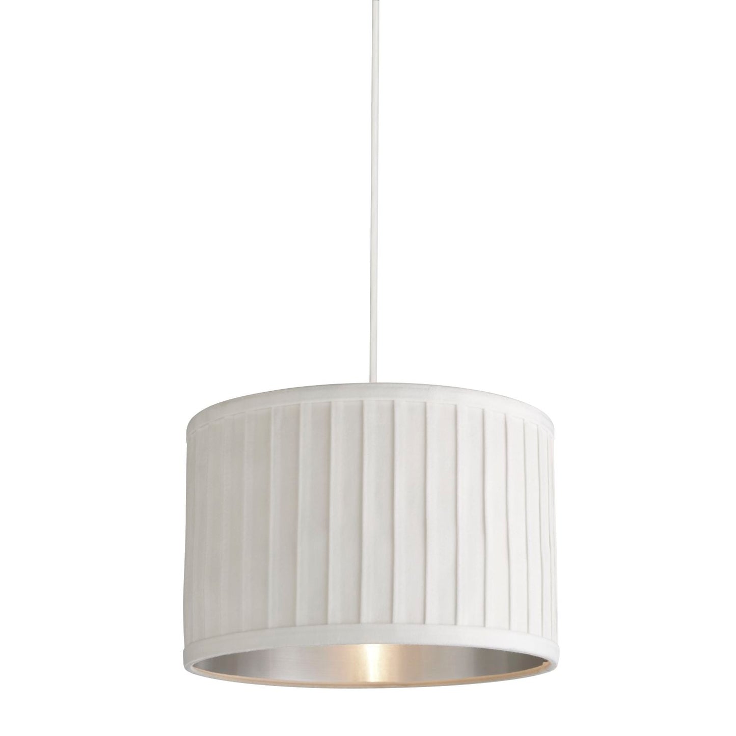 Pleated Velvet Ivory Shade With Metallic Silver Inner (40cm)