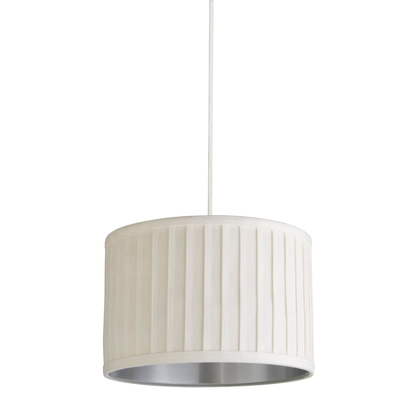 Pleated Velvet Ivory Shade With Metallic Silver Inner (40cm)