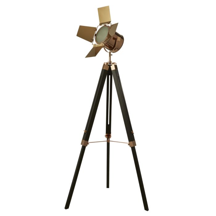 Copper And Black Spotlight Tripod Floor Lamp