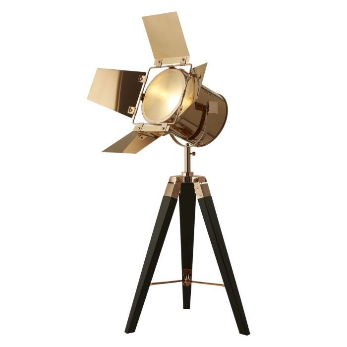 Copper And Black Spotlight Tripod Table Lamp