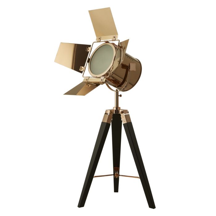 Copper And Black Spotlight Tripod Table Lamp