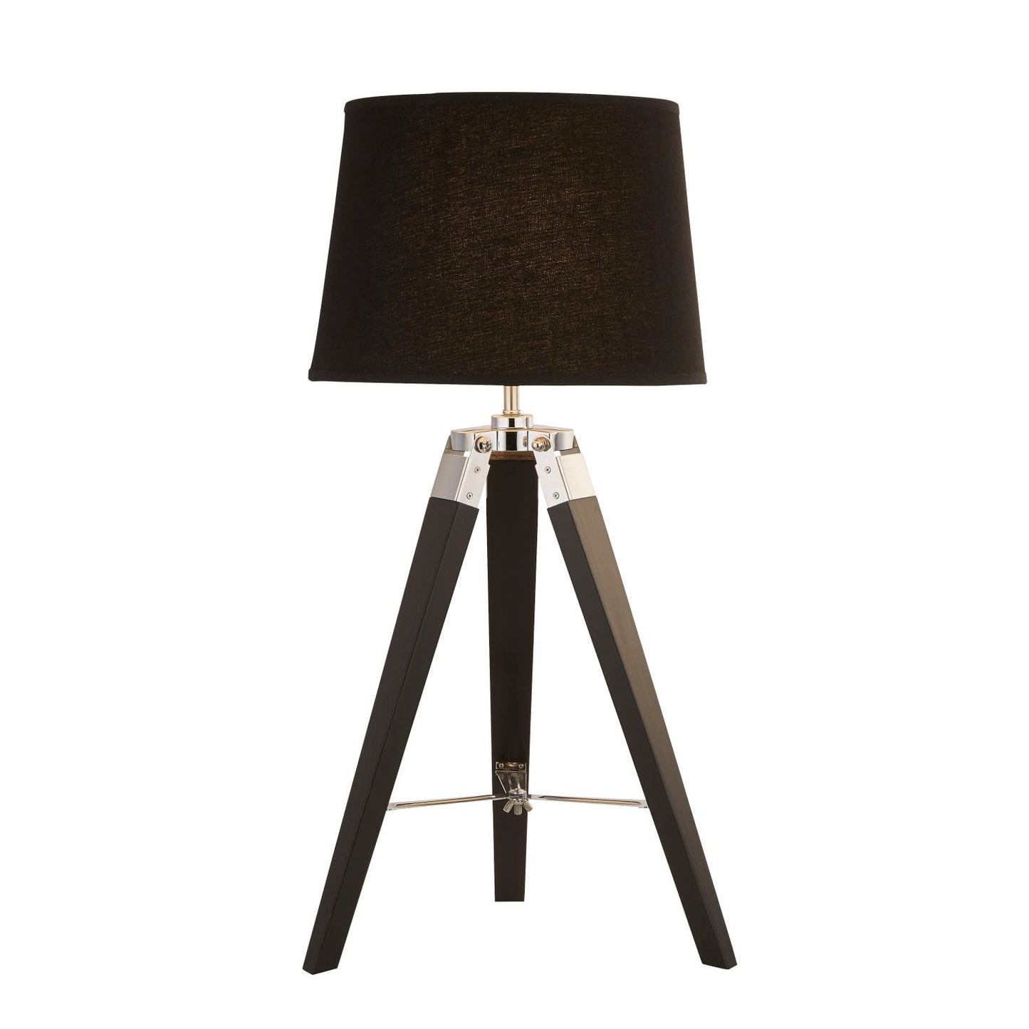 Black And Silver Table Lamp with Black Tapered Shade