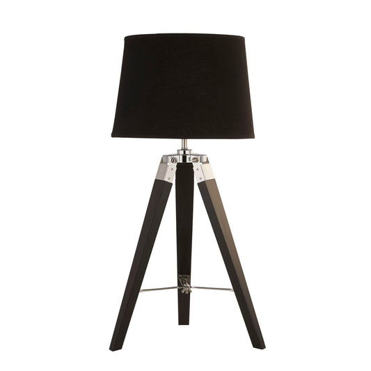 Black And Silver Table Lamp with Black Tapered Shade