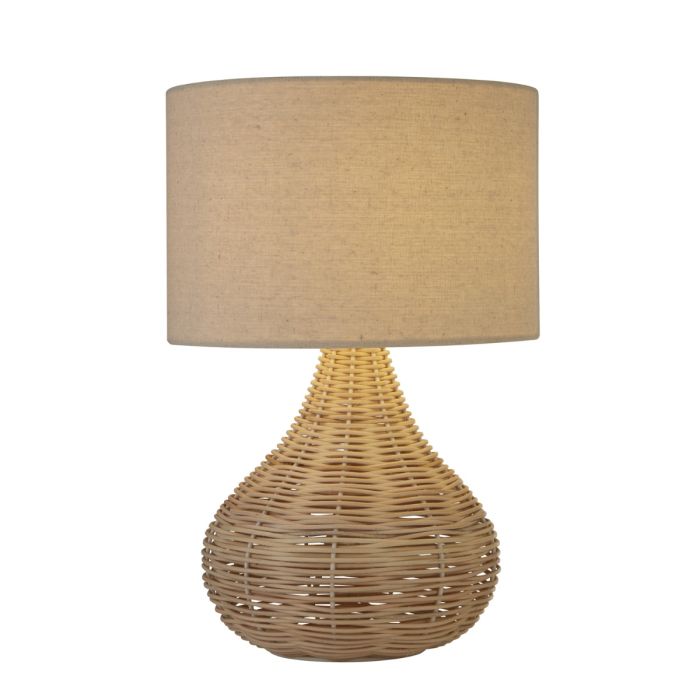 Natural Rattan Table Lamp With Linen Shade