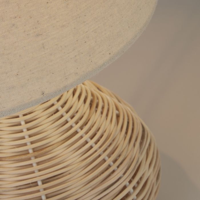 Natural Rattan Table Lamp With Linen Shade